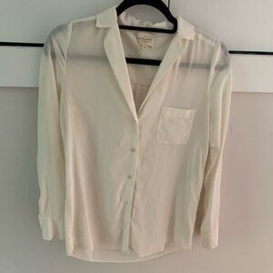 Sezane Florence Silk Button Down shirt Ecru